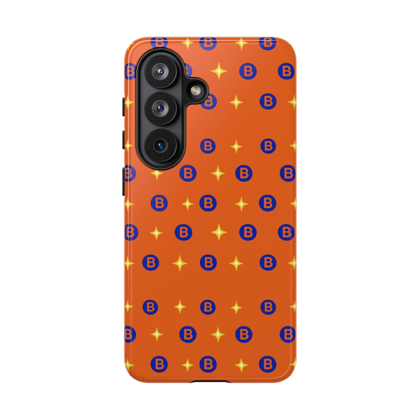 Orange Retro Sparkle Phone Case — Monogram B Pattern Tough Case