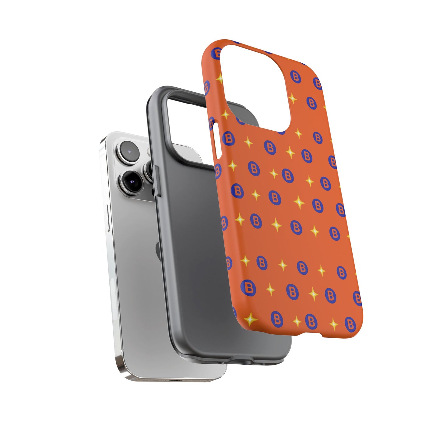 Orange Retro Sparkle Phone Case — Monogram B Pattern Tough Case