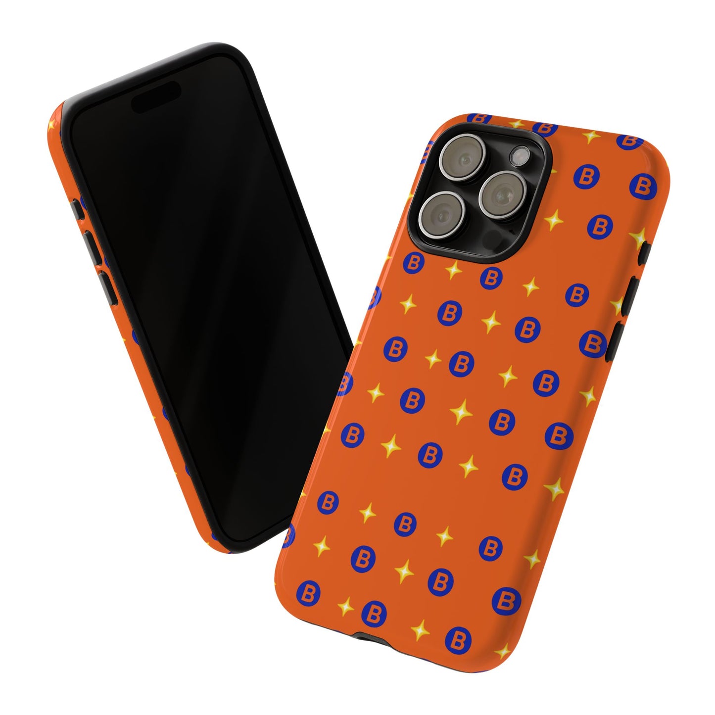 Orange Retro Sparkle Phone Case — Monogram B Pattern Tough Case