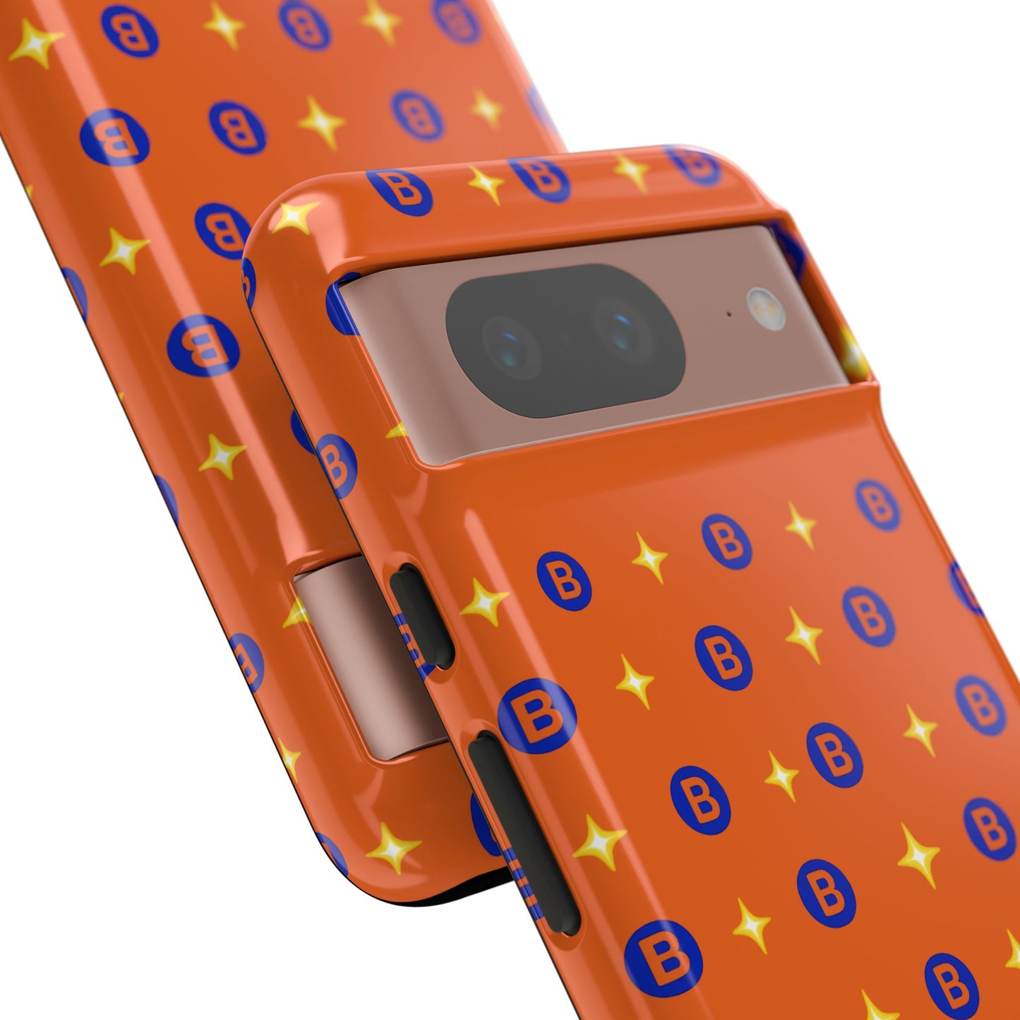 Orange Retro Sparkle Phone Case — Monogram B Pattern Tough Case