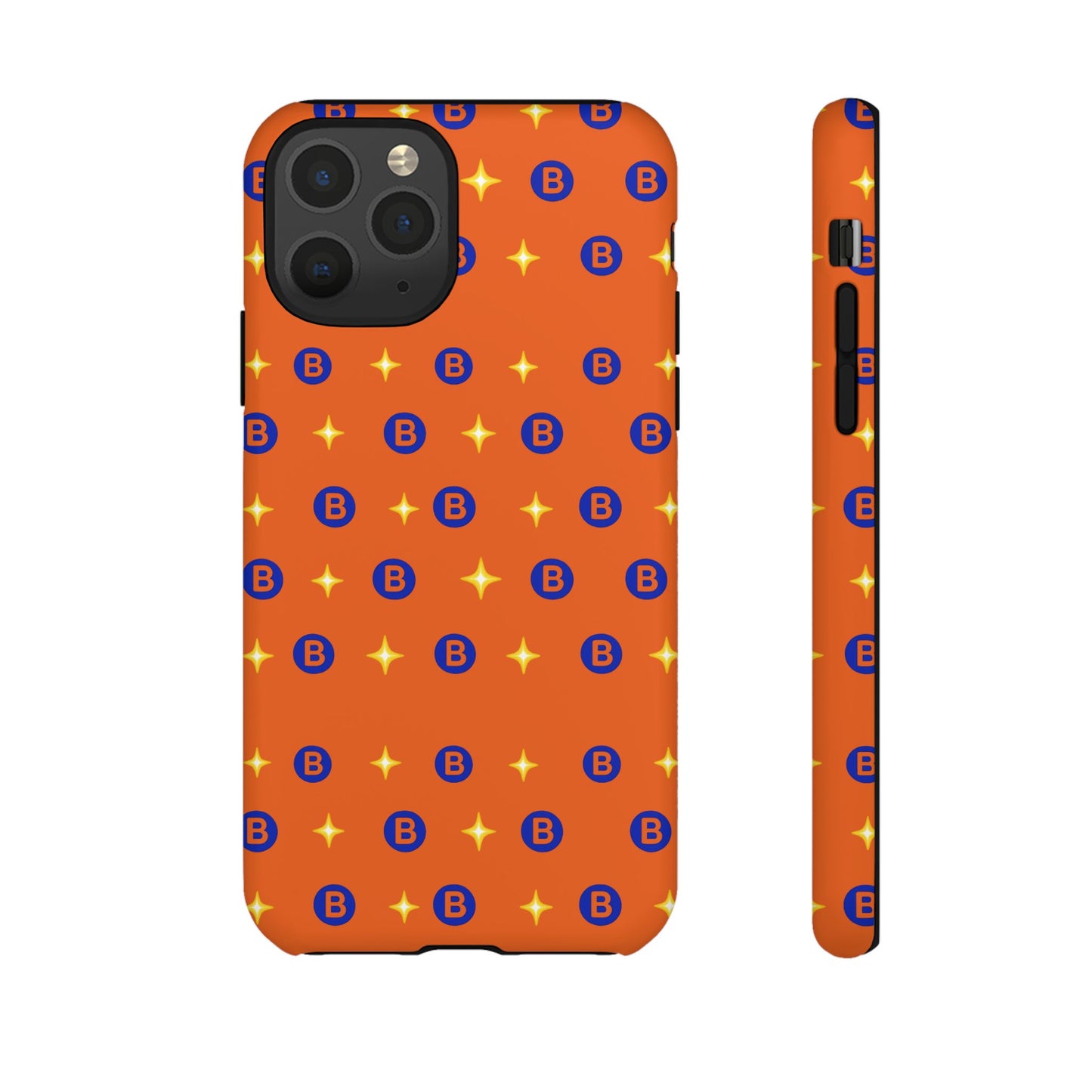 Orange Retro Sparkle Phone Case — Monogram B Pattern Tough Case