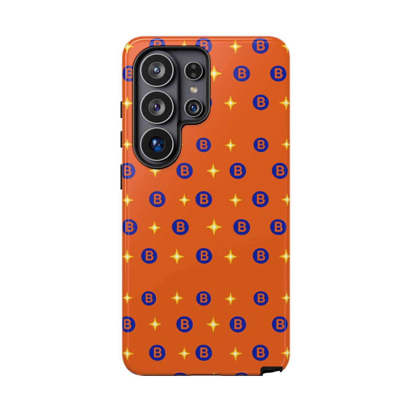 Orange Retro Sparkle Phone Case — Monogram B Pattern Tough Case