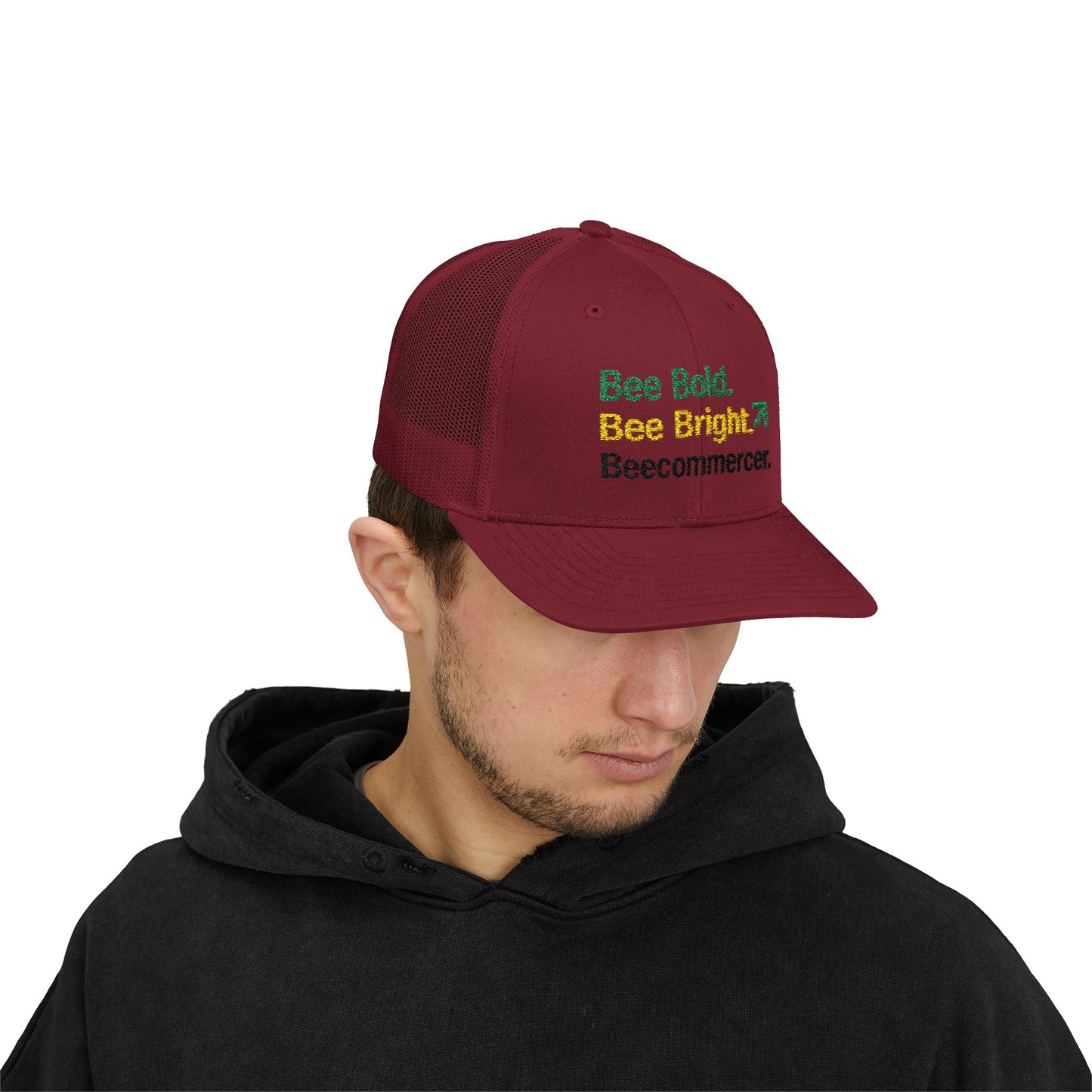 Bee Bold Bee Bright Embroidered Trucker Cap