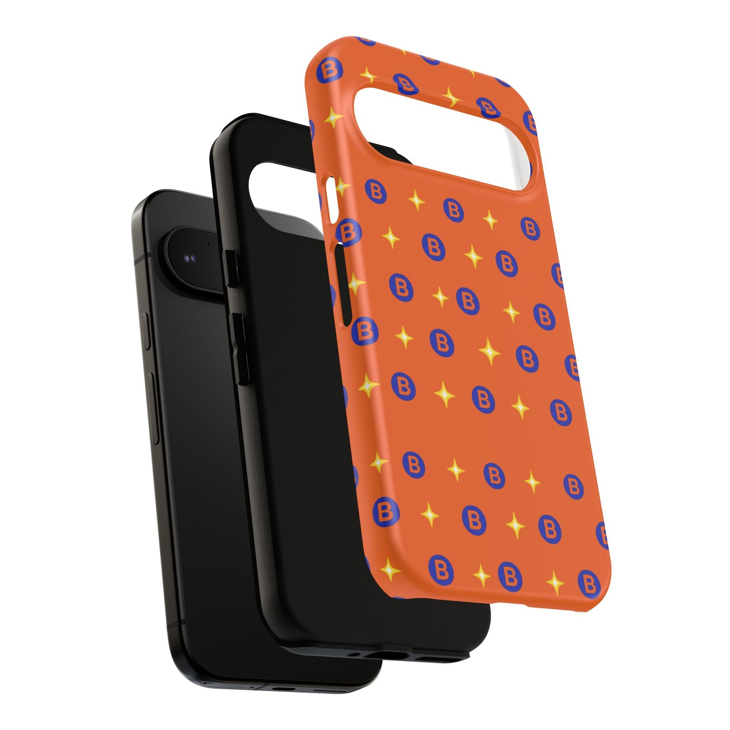 Orange Retro Sparkle Phone Case — Monogram B Pattern Tough Case