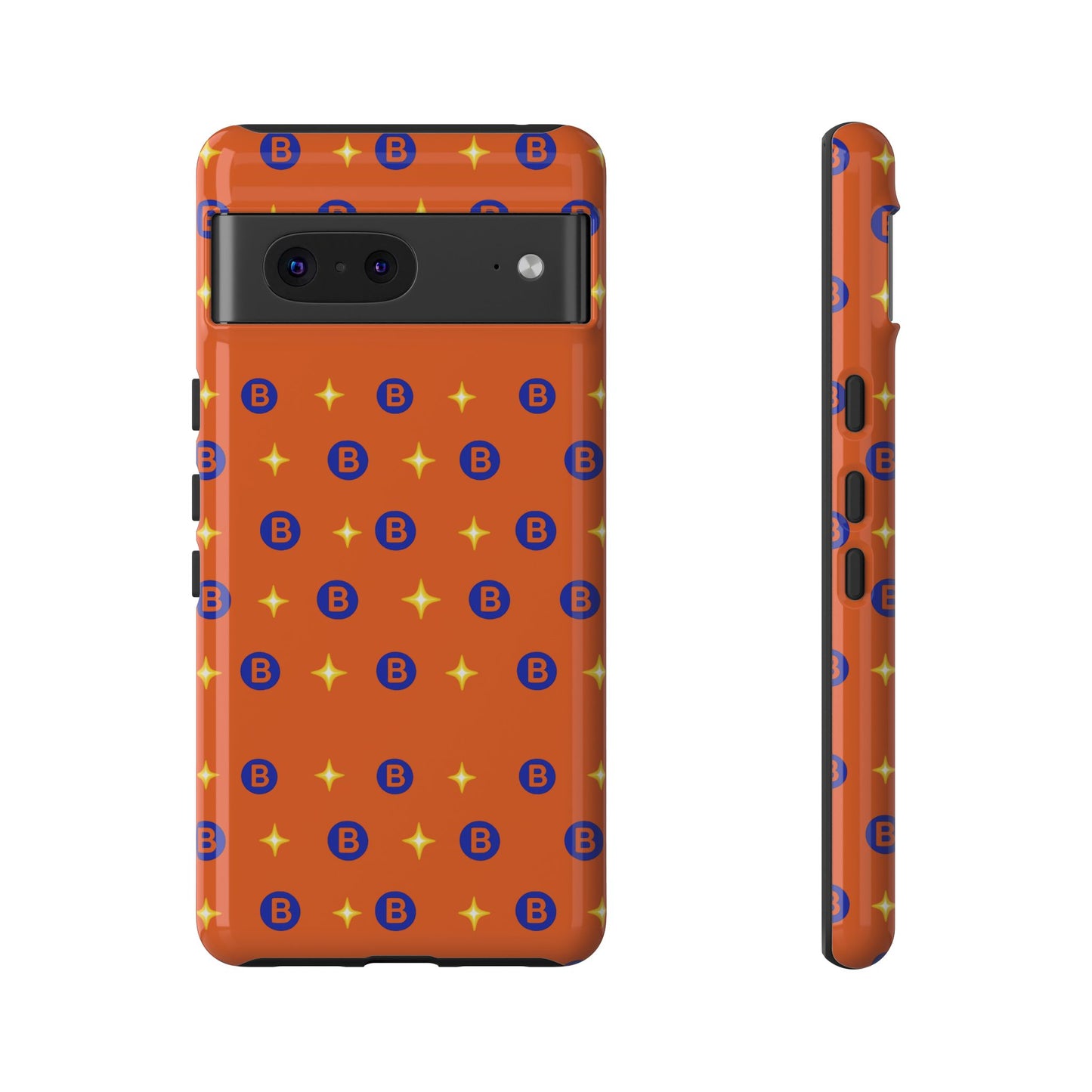 Orange Retro Sparkle Phone Case — Monogram B Pattern Tough Case