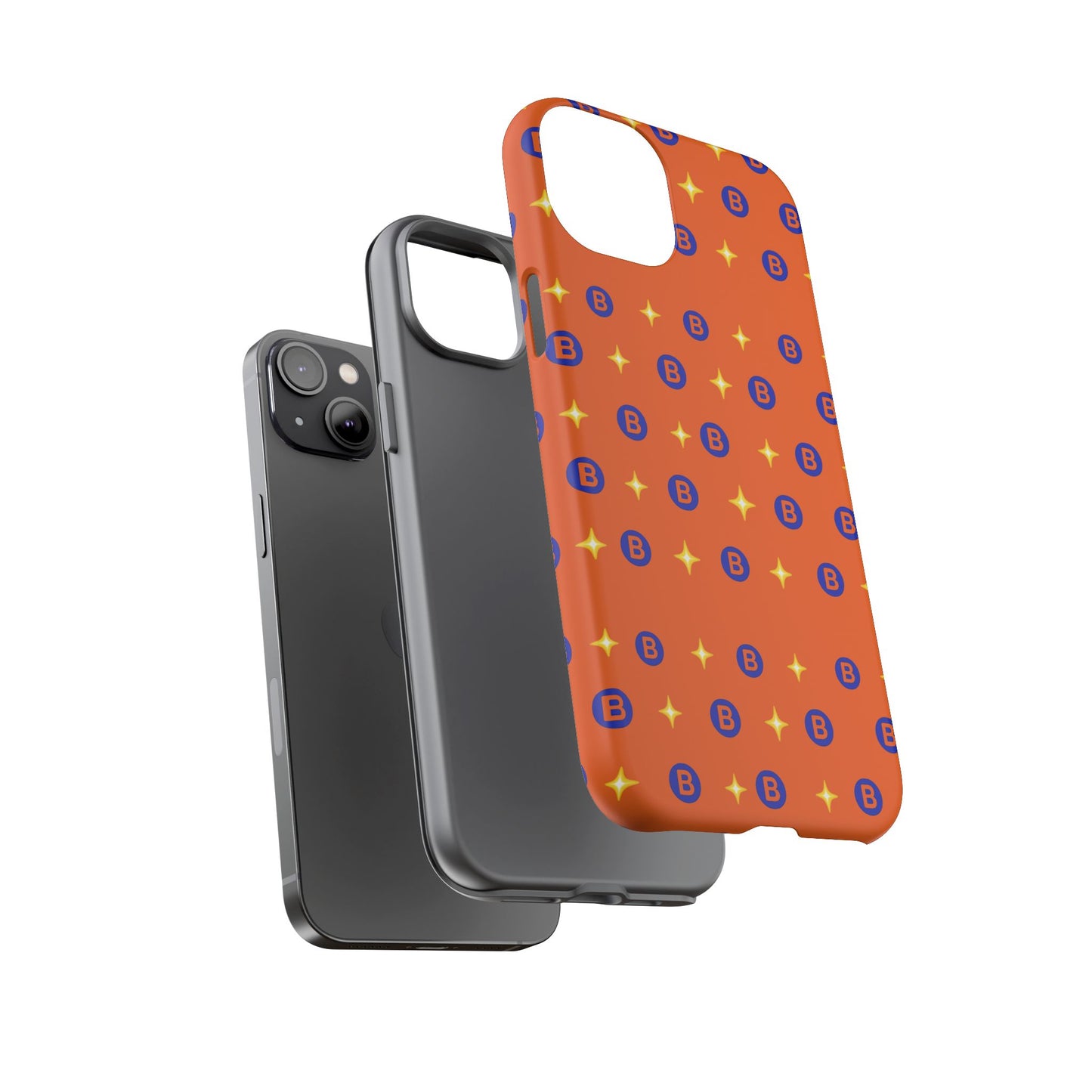 Orange Retro Sparkle Phone Case — Monogram B Pattern Tough Case