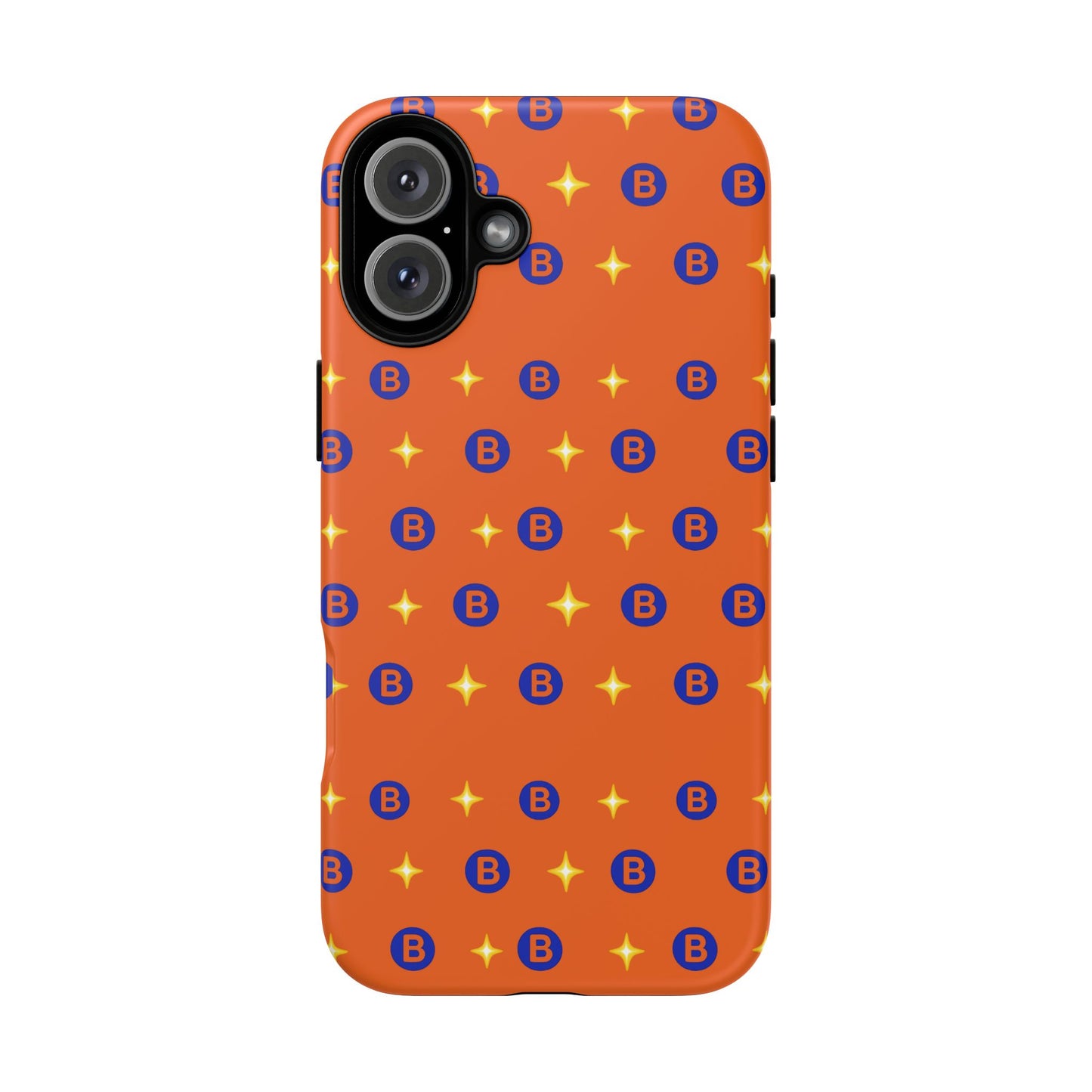 Orange Retro Sparkle Phone Case — Monogram B Pattern Tough Case