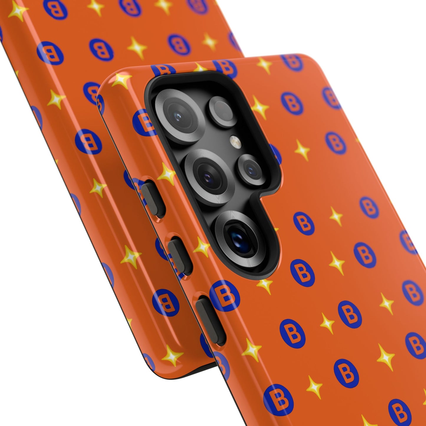Orange Retro Sparkle Phone Case — Monogram B Pattern Tough Case