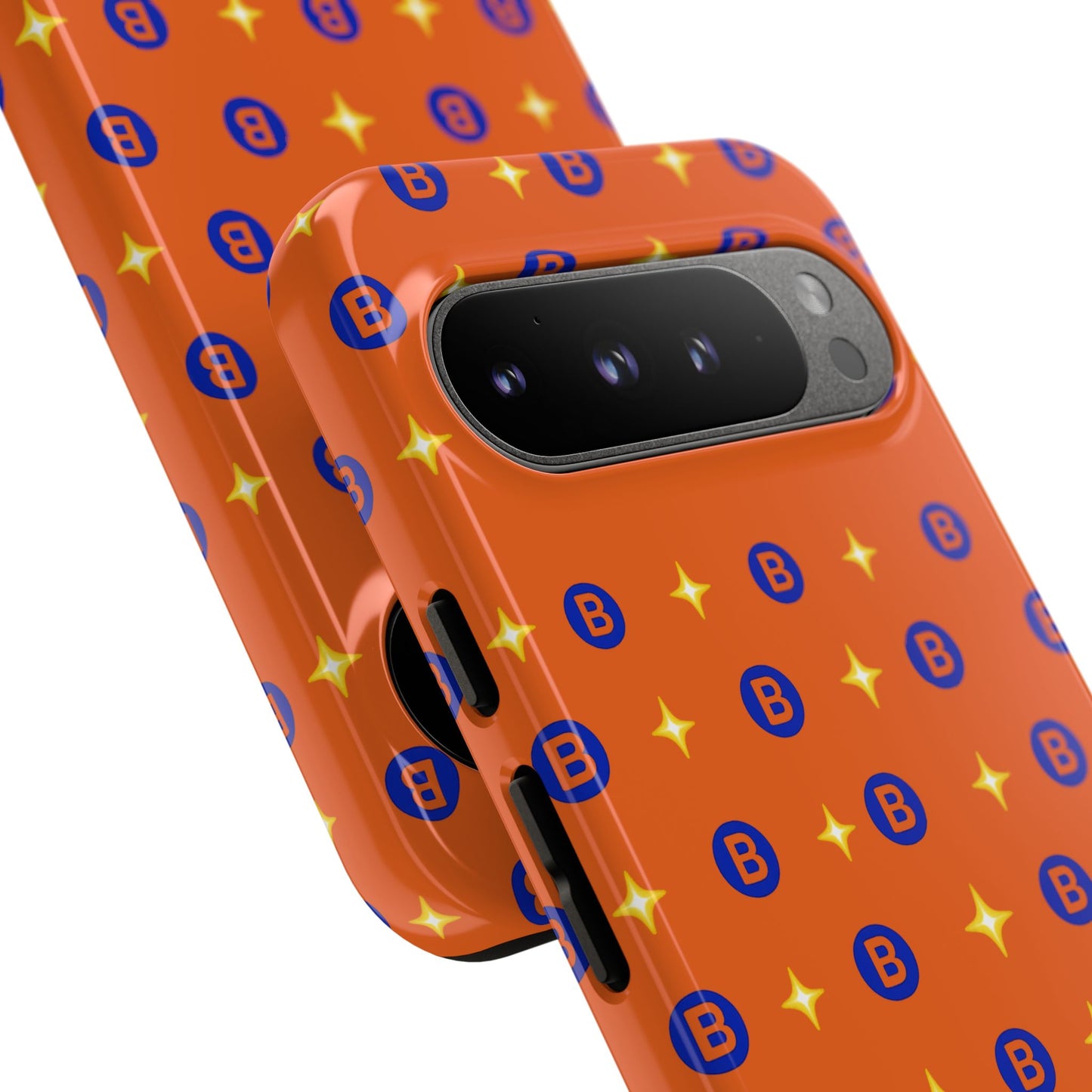 Orange Retro Sparkle Phone Case — Monogram B Pattern Tough Case