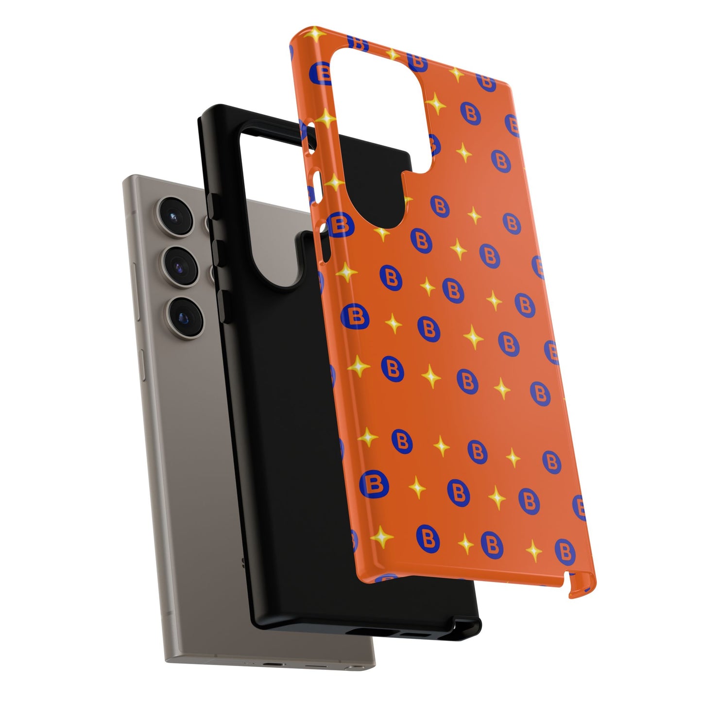 Orange Retro Sparkle Phone Case — Monogram B Pattern Tough Case