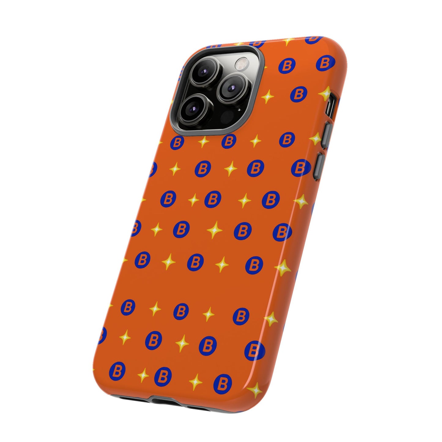 Orange Retro Sparkle Phone Case — Monogram B Pattern Tough Case