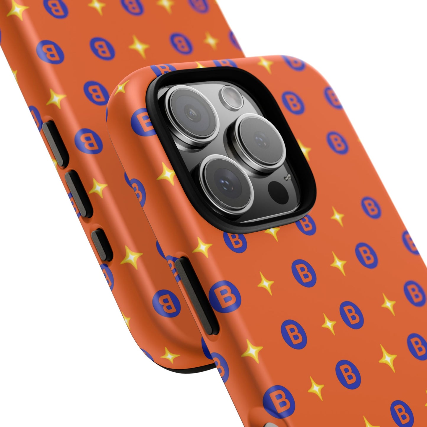 Orange Retro Sparkle Phone Case — Monogram B Pattern Tough Case