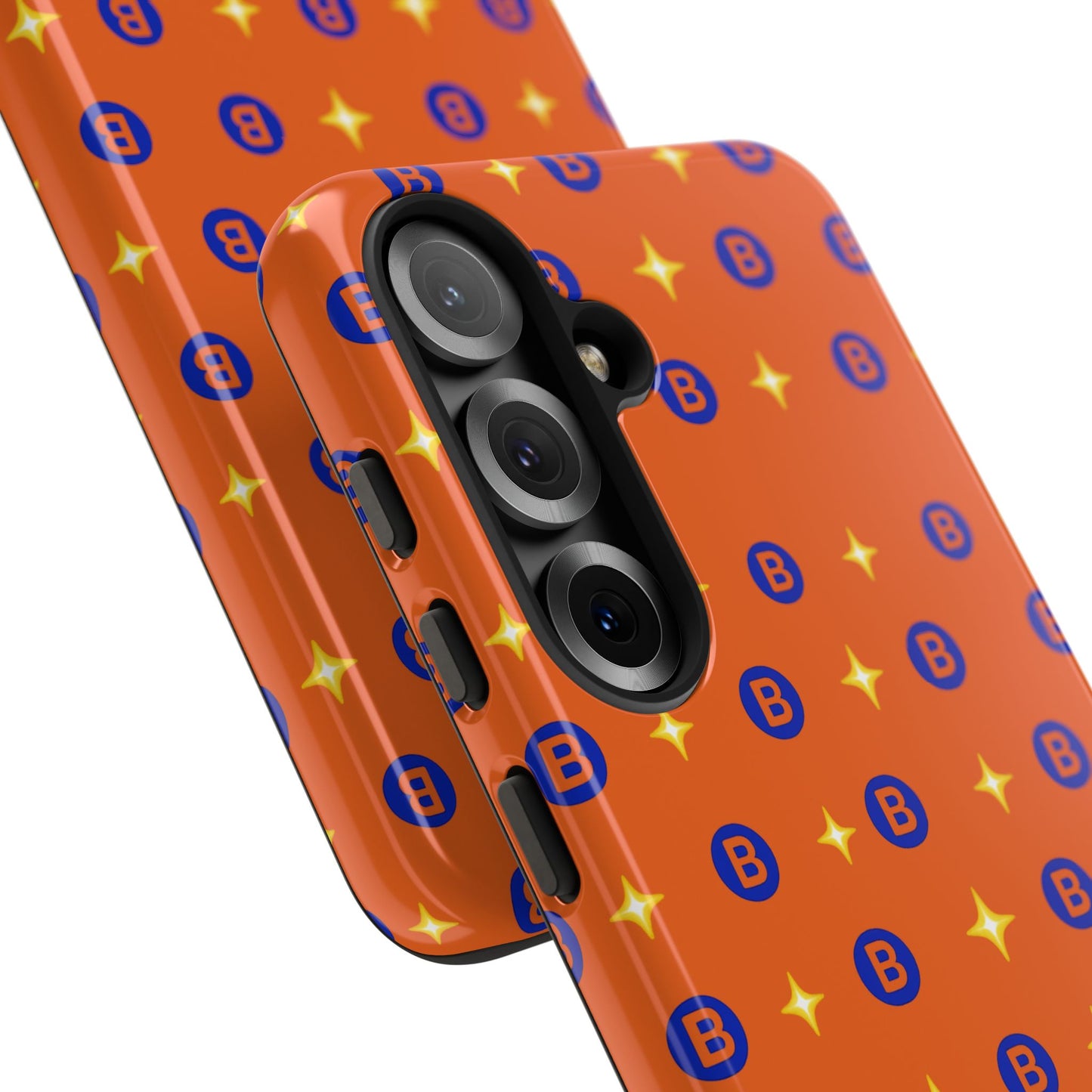 Orange Retro Sparkle Phone Case — Monogram B Pattern Tough Case