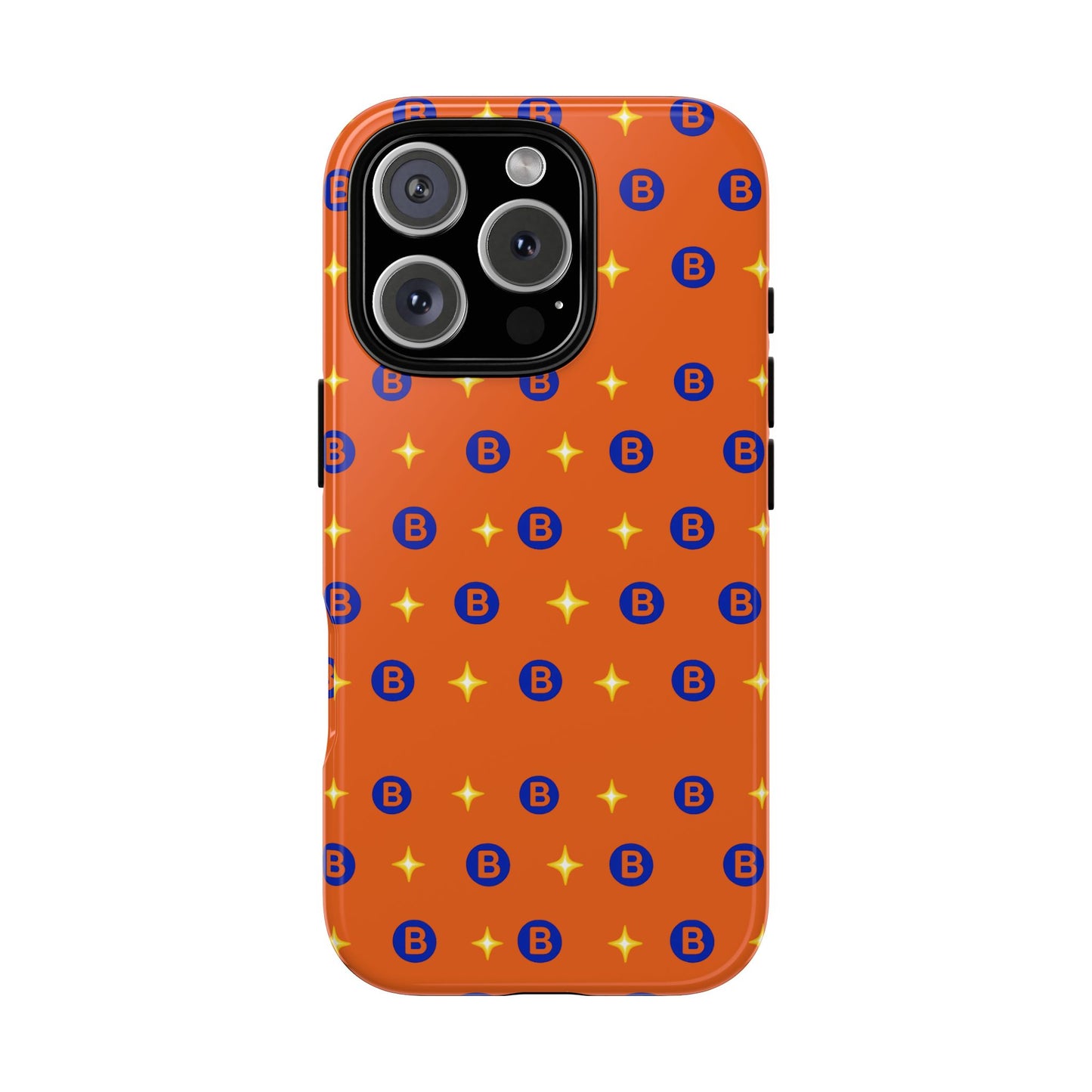 Orange Retro Sparkle Phone Case — Monogram B Pattern Tough Case