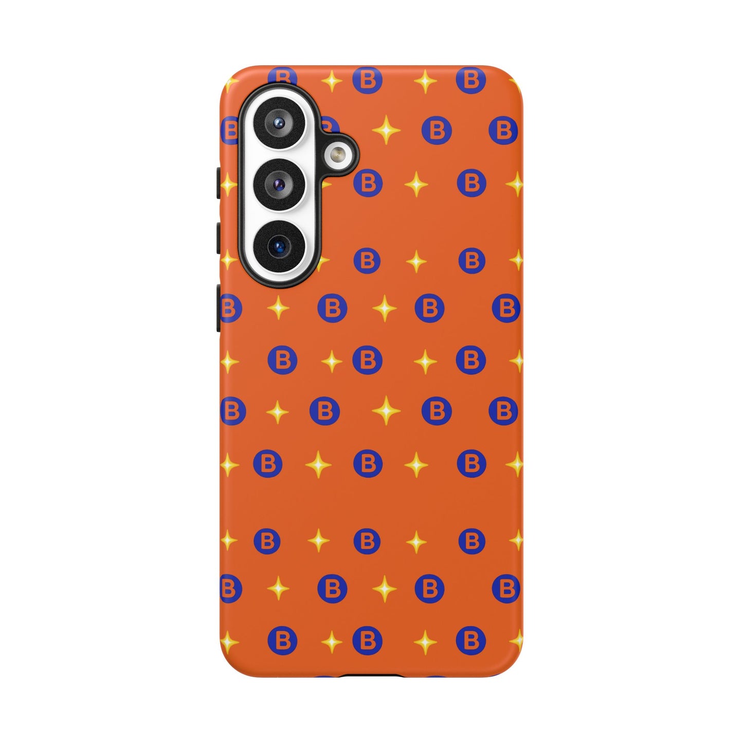 Orange Retro Sparkle Phone Case — Monogram B Pattern Tough Case